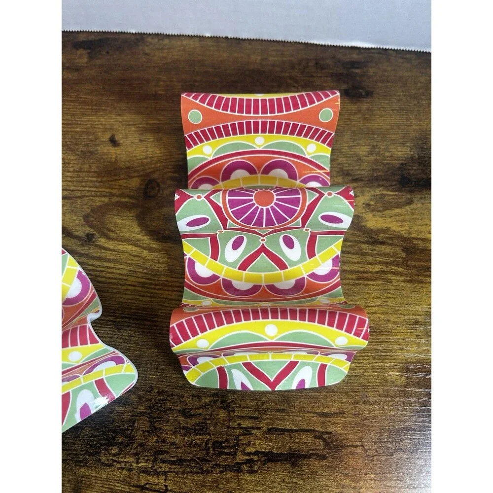 Colorful Reversible Plastic Taco Holders Set of 2 Holds 2 or 3 Tacos Multicolor